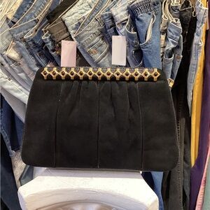 Vintage 1980’s Gold/Black JUDITH LEIBER Leather Clutch Crossbody bag